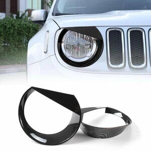 Accessories Head Lights Lamp Cover Trim for Jeep Renegade 2015-2017 Carbon Fiber